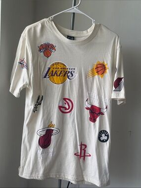 NBA Cream Short Sleeve Tee with Multi-Team Logos